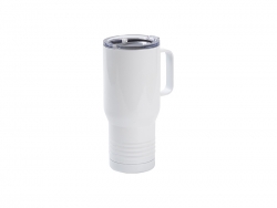 22oz/650ml Sublimation Blanks Stainless Steel Tumbler w/ Handle Ringneck Grip (White)