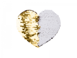 Sublimation Flip Sequins Adhesive Black Base (Heart, Gold W/ White)