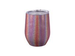 Sublimation 12OZ/360ml Glitter Sparkling Stainless Steel Stemless Cup(Red)