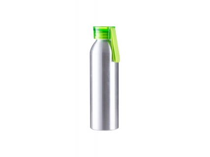 Sublimation Blanks 22oz/650ml Portable Sports Slim Aluminum bottle With Light Green Cap(Silver)