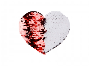 Sublimation Flip Sequins Adhesive Black Base (Heart, Red W/ White)