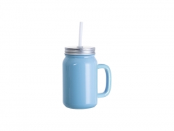 Sublimation Blanks 12oz/350ml Full Color Mason Jar W/ Handle(Light Blue)
