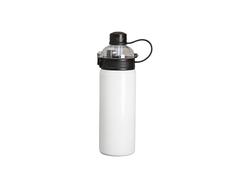 Frasco de aço inoxidável de 720 ml com tampa pop-up preta (branco)