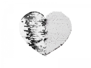 Sublimation Flip Sequins Adhesive Black Base (Heart, Silver W/ White)