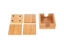 Conjunto de 4 posavasos cuadrados pequeños de bambú (9.7x9.7 cm)