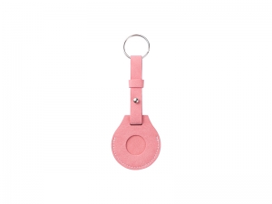 Sublimation Blanks PU AirTag Keychain Holder(Long strap,Pink)