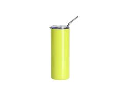 20oz/600ml Tumbler de acero inoxidable fluorescente con pajita y tapa(Amarillo)
