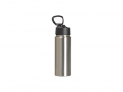 Sublimation 27oz/800ml Stainless Steel Water Bottle w/ Black Straw Lid(Silver, Single Wall)