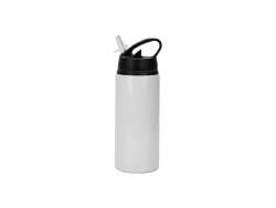 Sublimation Blanks 20oz/600ml White Aluminium Bottle w/ Black Straw Lid