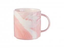 Sublimation Blanks 350ml Marble Texture Ceramic Stackable Mug (Pink)