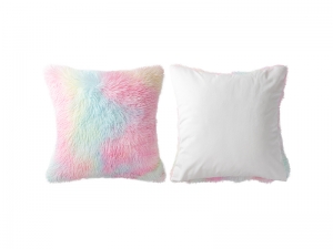 Two Tone Sublimation Blanks Pillow Cover(Tie Dyed PV Short Fleece with Microfiber,45*45cm)