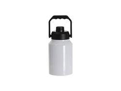 Vaso de acero inoxidable de 64 oz / 2000 ml con tapa portátil negra (blanco)