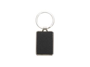 Engraving Blanks Metal Keyring  w/ Engravable Leather (Rect, Black)