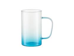 18oz/540ml Glass Beer Coffee Mugs(Clear, Gradient Blue)