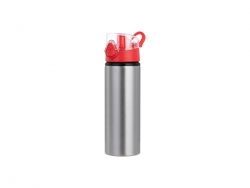 Sublimation 750ml Alu water bottle with Red cap (Silver) MOQ: 2000