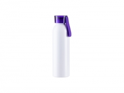 Sublimation Blanks 22oz/650ml Portable Sports Slim Aluminum Bottle With Purple Cap(White)
