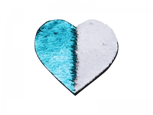 Sublimation Flip Sequins Adhesive (Heart, Light Blue W/ White)