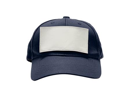 Cotton Cap with 2.5&quot;*4.5&quot; White Rectangular Sub PU Leather Patch (Navy Blue)