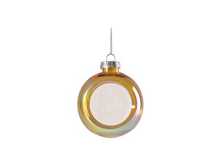 Adorno de bola de Navidad holográfica de plástico de 8 cm sin insert (transparente, dorado)Cantidad mínima: 2000uds