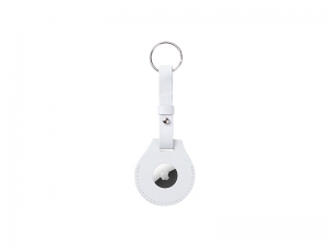 Sublimation Blanks PU AirTag Keychain Holder(Long strap, White)