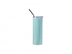 Sublimation 20oz/600ml Glitter Sparkling Stainless Steel Skinny Tumbler w/ Straw (Light Blue)