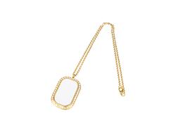 Colar Quadrado com Diamante (Dourado)