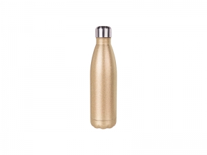 Sublimation 17oz/500ml Glitter Stainless Steel Cola Shaped Bottle (Rose Gold)