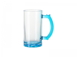 Sublimation Blanks 16oz Clear Beer Mug(Light Blue Bottom &amp; Handle)