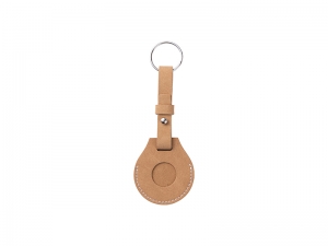 Sublimation Blanks PU AirTag Keychain Holder(Long strap,Brown)