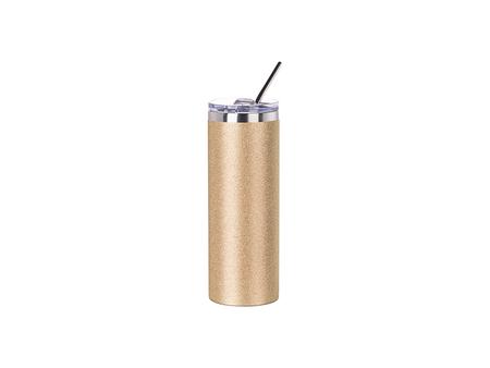 20oz/600ml Sublimation Glitter Stainless Steel Skinny  Tumbler with Straw &amp; Lid(Gold)