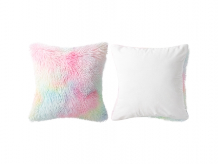 Two Tone Sublimation Blanks Pillow Cover(Tie Dyed Long Fleece with Microfiber,40*40cm)